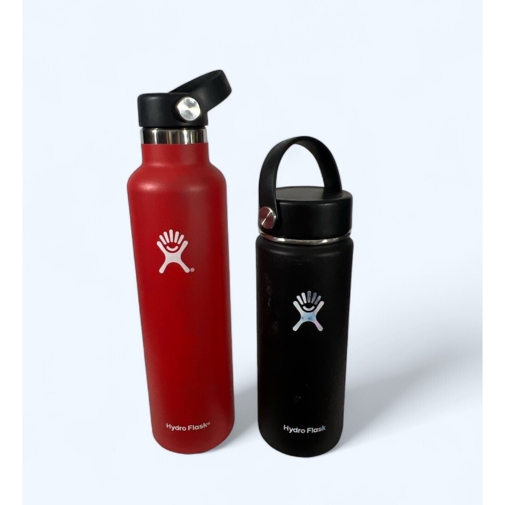 HYDRO FLASK LOT 2 Black 18oz Red 24oz